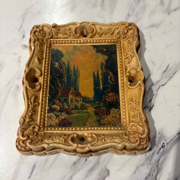 Vintage Chalkware framed lithograph prints - - Picture 4 of 15